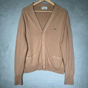 Vintage 70s Izod Lacoste Grandpa Cardigan Sz XL Orlon Acrylic Buttons Croc Logo